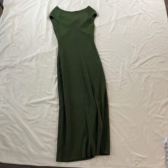Vince Green Off Shoulder Twist Front Knit Midi Dress Wmns XXS Preppy Event - Picture 5 of 8